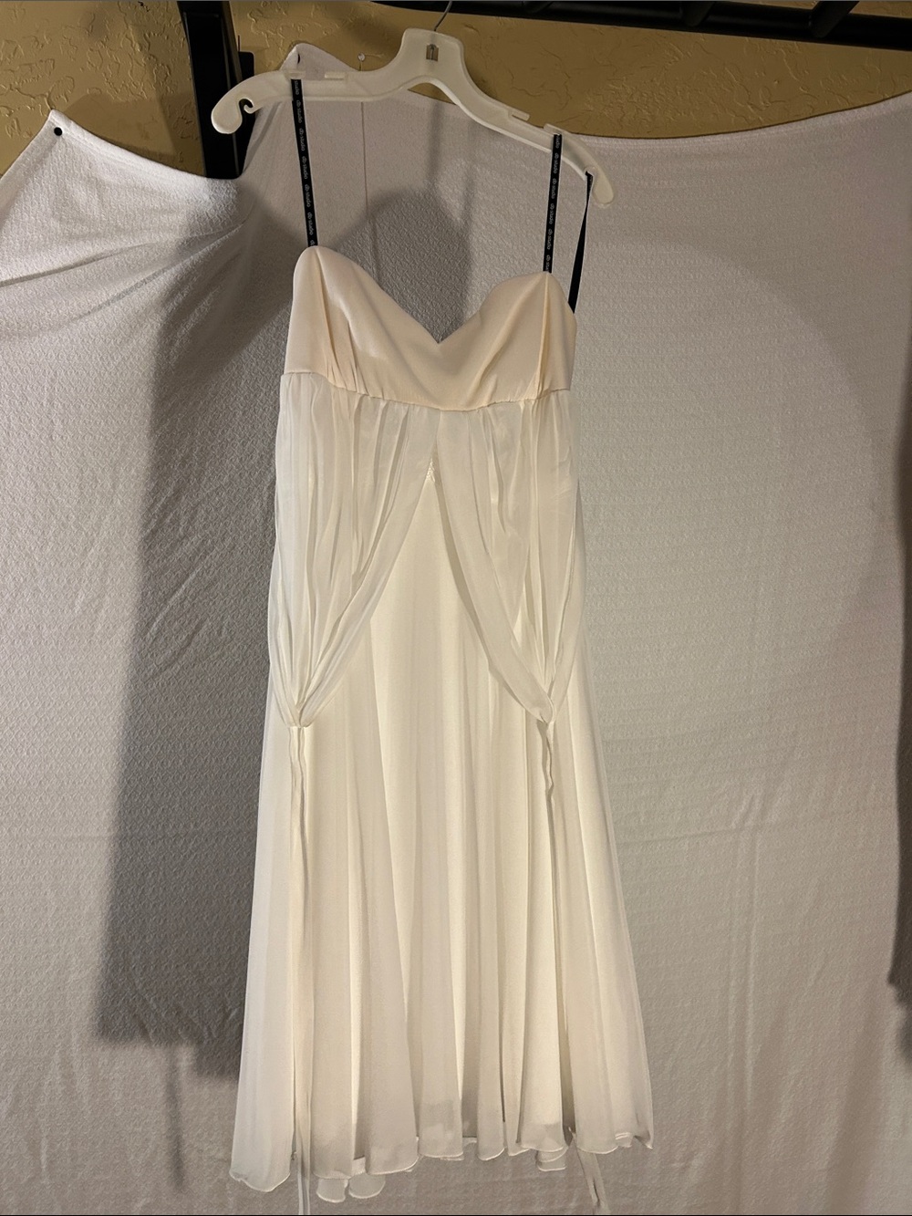 Ivory Chiffon Slip Dress with Draped Overlay